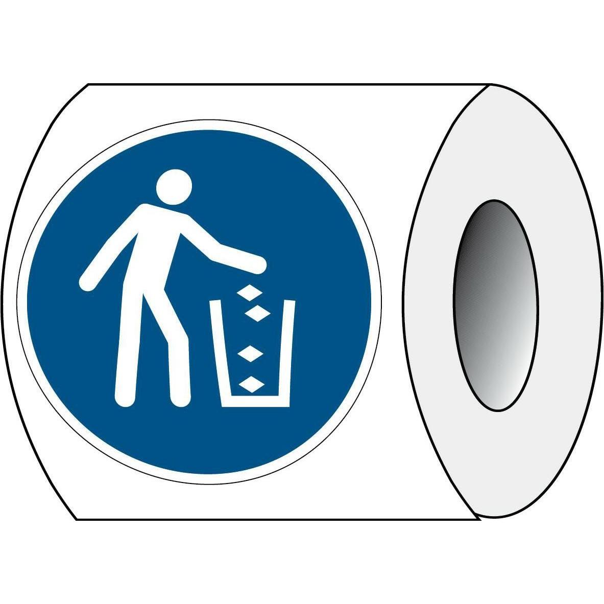 Thumbnail - Brady, Informationsschild, ISO 7010 PIC M030 B-7541 ISO Sicherheitskennzeichnung - Abfalleimer benutzen Laminierter