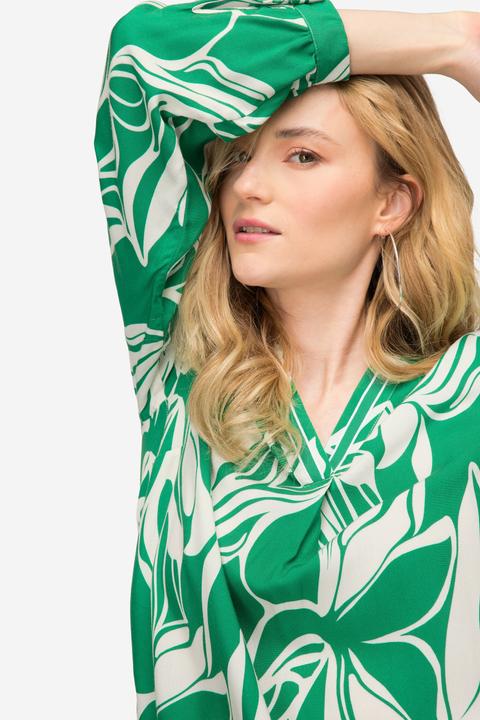 Produktbild Laurasøn Bluse, grafischer Blütenprint, Stehkragen, Langarm (L)