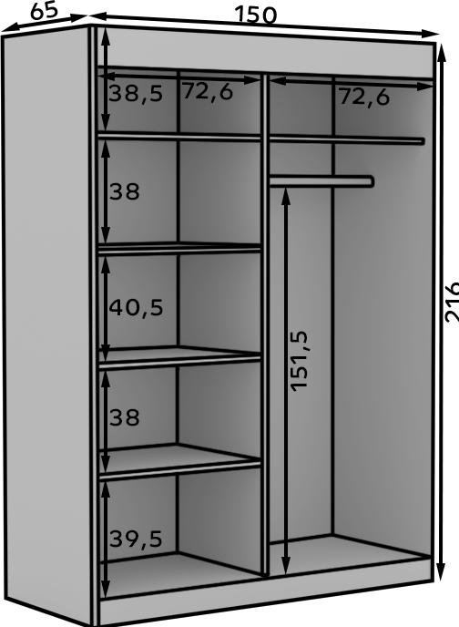 Actual product image ADRK Furniture Osgar (150 x 65 x 206 cm)