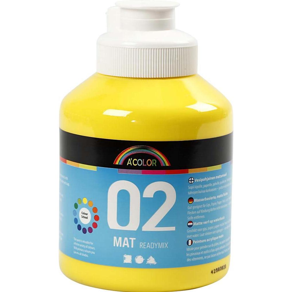 Thumbnail - Creativ Company, Künstlerfarbe + Bastelfarbe, A-Color Acrylfarbe (Primärgelb, 500 ml)