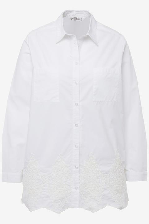 Actual product image Studio Untold Oversized Embroidered Hem Button-Down Shirt (50, 52)