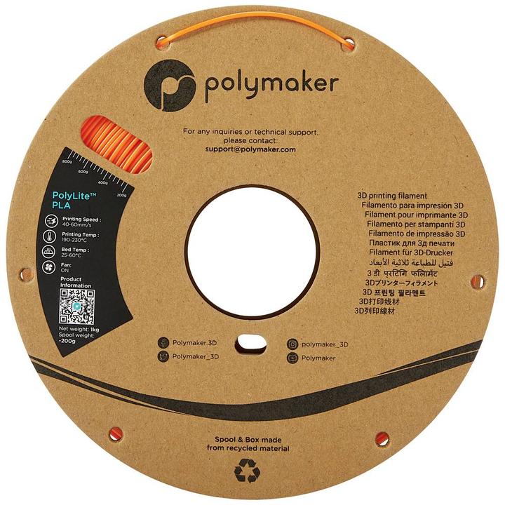 Produktbild Polymaker PolyLite PLA V2 - Orange - 2.85mm (PLA, 2.85 mm, 1000 g, Orange)