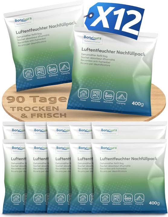 Produktbild BonAura Luftentfeuchter Nachfüllpack, 12 x 400 g (12x)