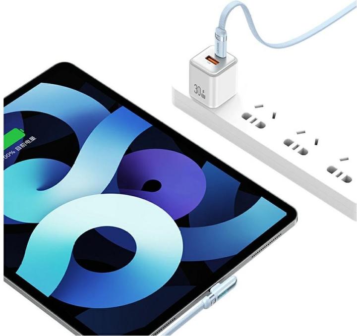 Image du produit Usams US-SJ653 PD100W Type-C To Type-C Right-angle Fast Charging & Data Cable-wind series 1.2m - White (1.20 m, 100 W)