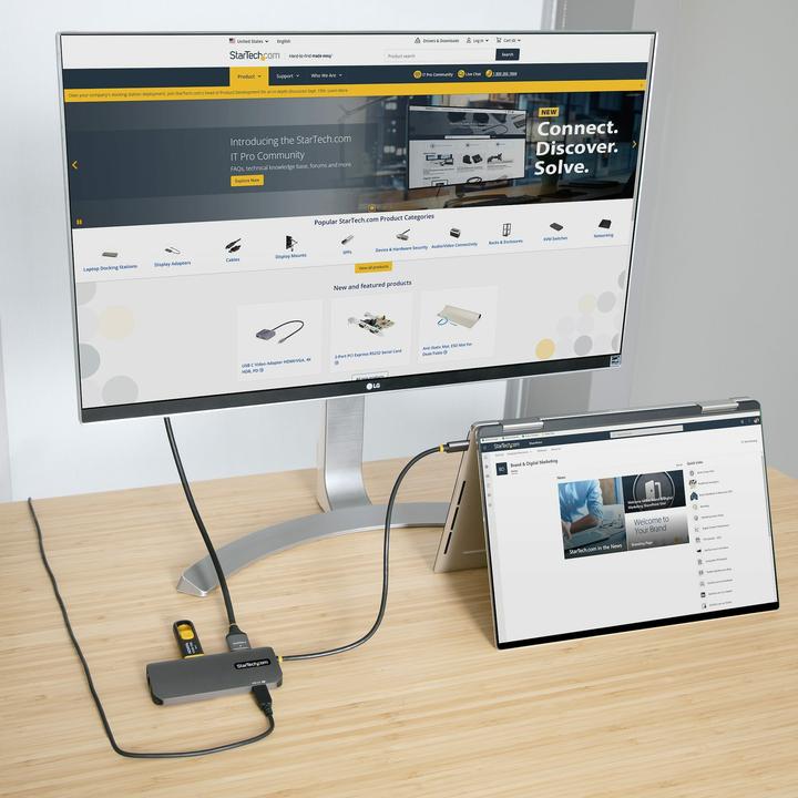 Immagine prodotto StarTech com USB C Multiport Adapter, 4K 60Hz HDMI Video, 3 Port 5Gbps USB-A 3.2 Hub, 100W Power Del (USB-C)