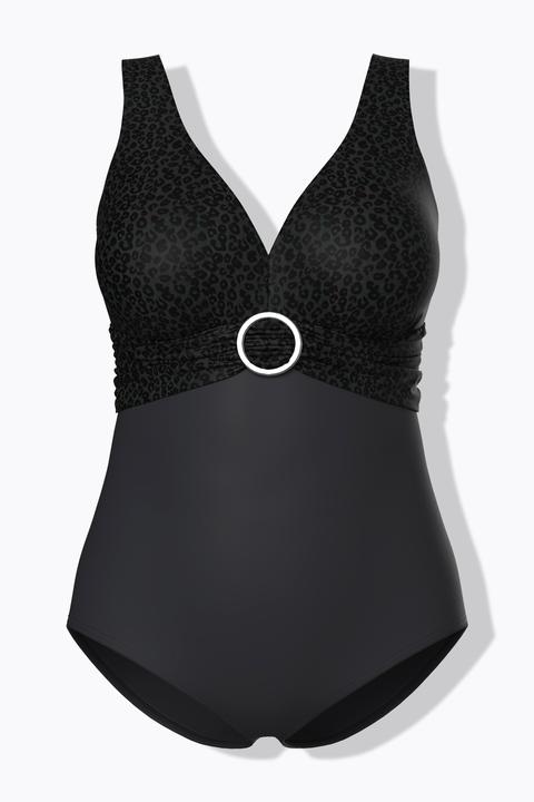 Actual product image Ulla Popken Mixed Texture O-Ring Swimsuit (56)