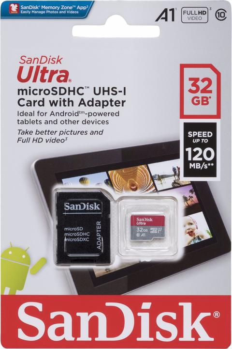 Image du produit Sandisk Ultra (32 Go, microSDHC, U1, UHS-I)