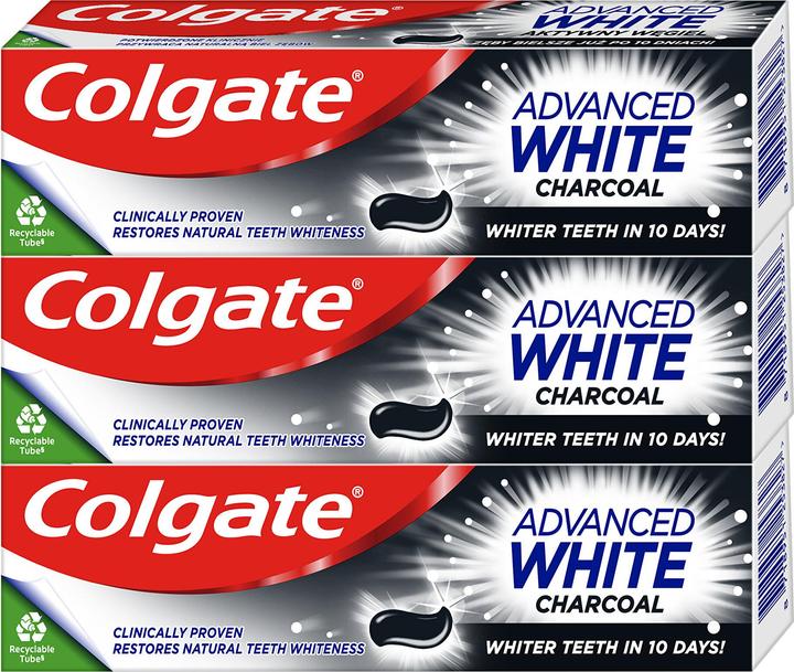 Actual product image Colgate Advanced White Charcoal whitening toothpaste 3 x 75 ml
