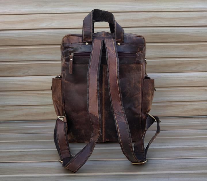 Actual product image Only-Bags.Store Leather laptop backpack, computer black genuine leather strap, back pack leather laptop