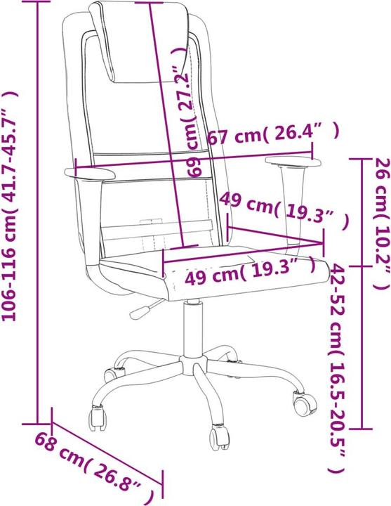 Immagine prodotto vidaXL Bürostuhl mit Liegefunktion (42 - 52 cm)