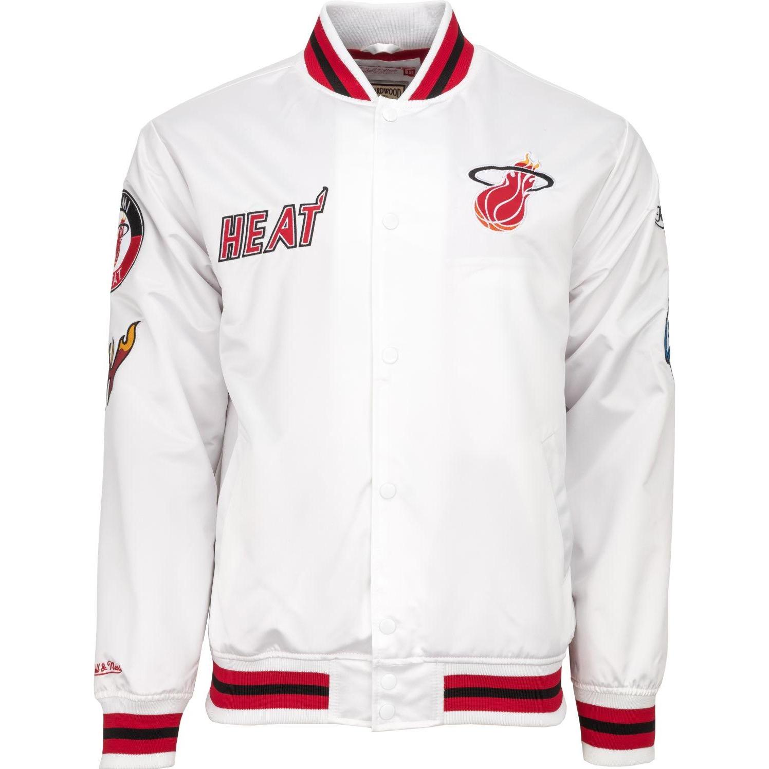 Mitchell & Ness, Herren, Jacke, City Collection Lightweight Satin Jacke - Miami Heat - M (M), Weiss, M