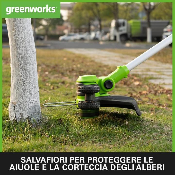 Produktbild Greenworks Akku-Grastrimmer mit Rad für kleine bis mittlere Gärten, automatischer Fadenvorschub (Trimmfaden)