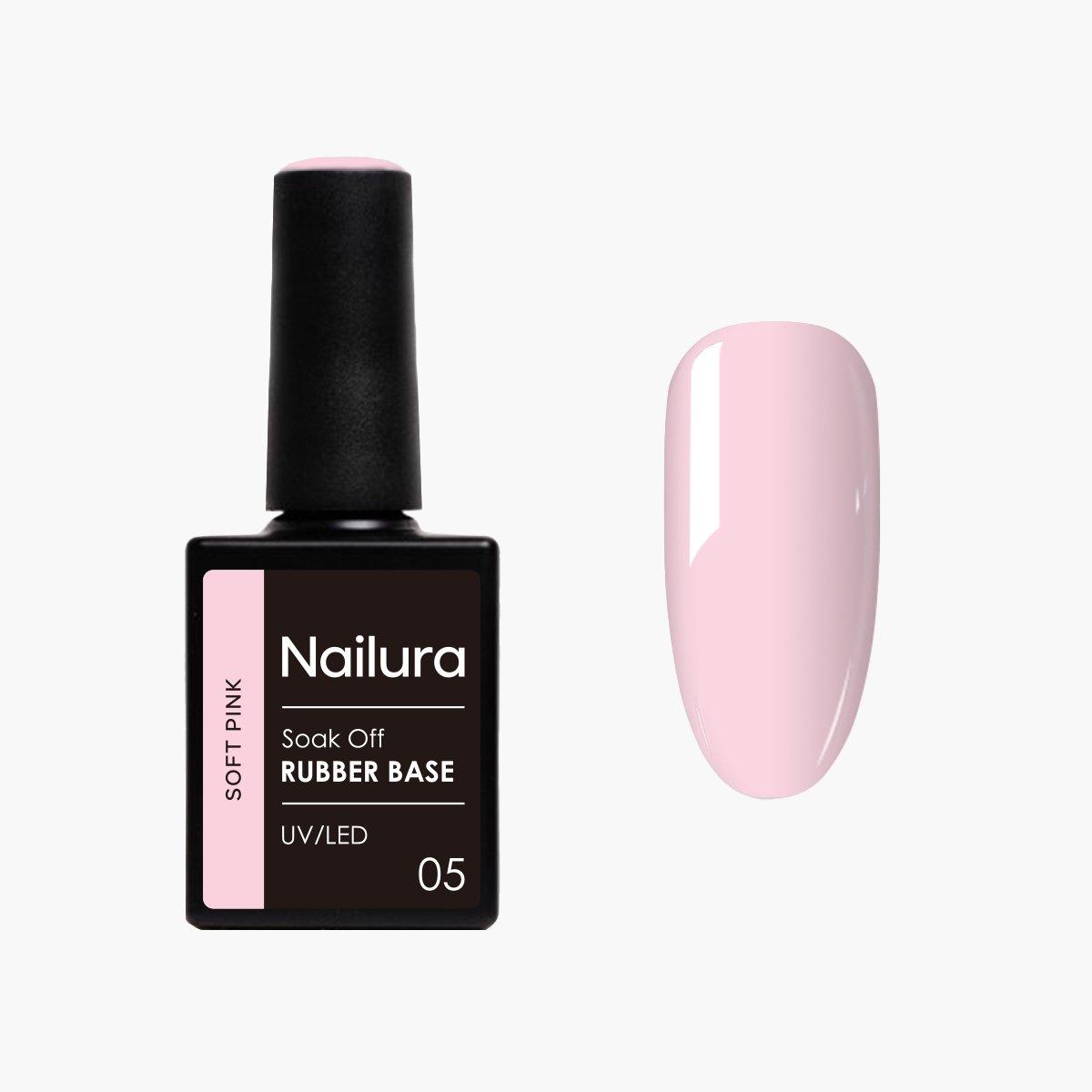 Nailura, Smalto per unghie, - Rubber Base 5 - Soft Pink - 10 ml (Soft Pink, Base Coat)