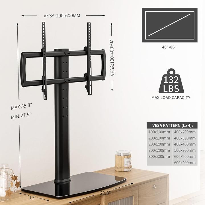 Produktbild Hemudu Universal TV Standfuss für 40"-86" Flachbildfernseher (Samsung, LG, Toshiba, Sony, 86", 66 kg)