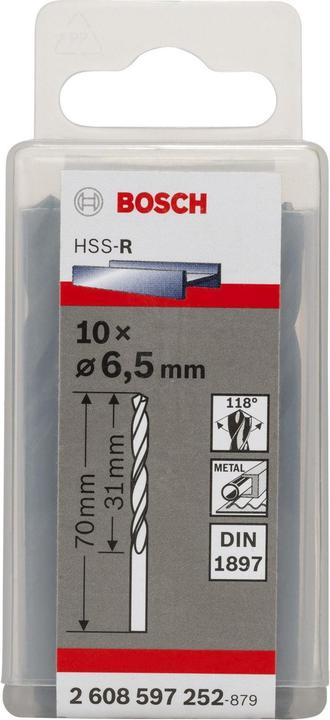 Image du produit Bosch Professional Zubehör Foret torsadé en métal HSS 6.5 mm (6,5 mm)
