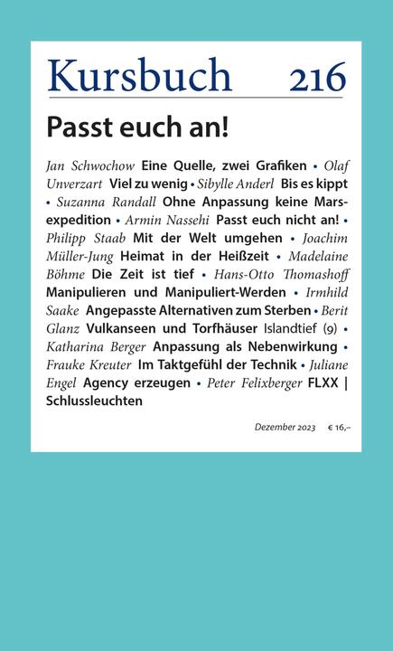 Kursbuch 216 (German, Sibylle Anderl, Armin Nassehi, Peter Felixberger, 2023)