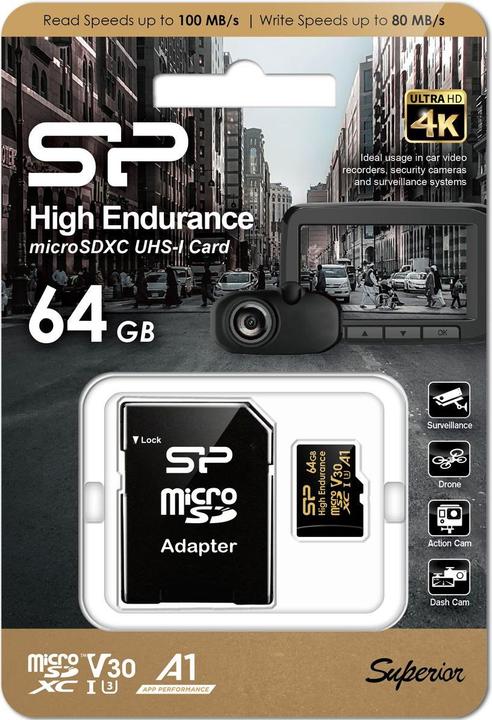 Produktbild Silicon Power 64Go MicroSD Card Golden (64 GB, microSDHC, microSDXC, U3, UHS-I)