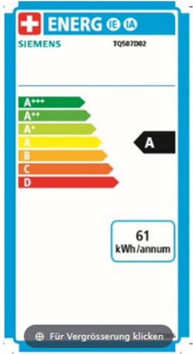 Label énergétique Siemens EQ.500 Intégral