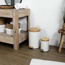 Image du produit Je Cherche Une Idee poubelle à pedale metal et bambou blanc x2