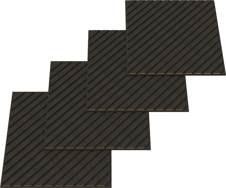 Produktbild neu.holz Akustik-Wandpaneel 4er Set Vang diagonal 1,44 m² Eichenoptik, dunkelgrau () (1.44 m², 60 x 60 cm)