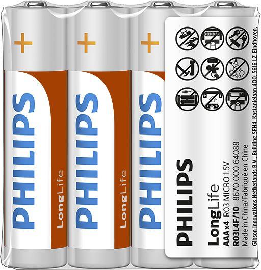 Actual product image Philips Battery R03L4F/10 (4 pcs., AAA)