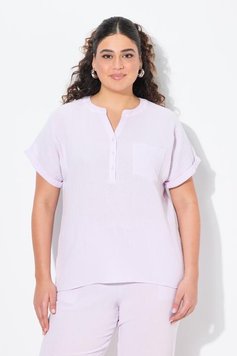 Produktbild Ulla Popken Musselin-Bluse, Oversized, Tunika-Ausschnitt, Halbarm (46, 48)