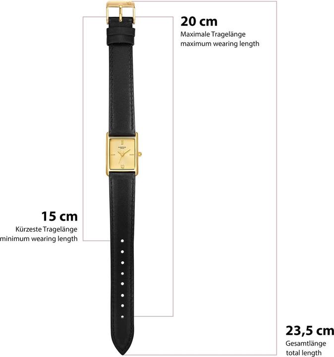 Actual product image Glanzstücke München Damen Quarzuhr gelbgold Echtleder schwarz - 38066 (22 mm)
