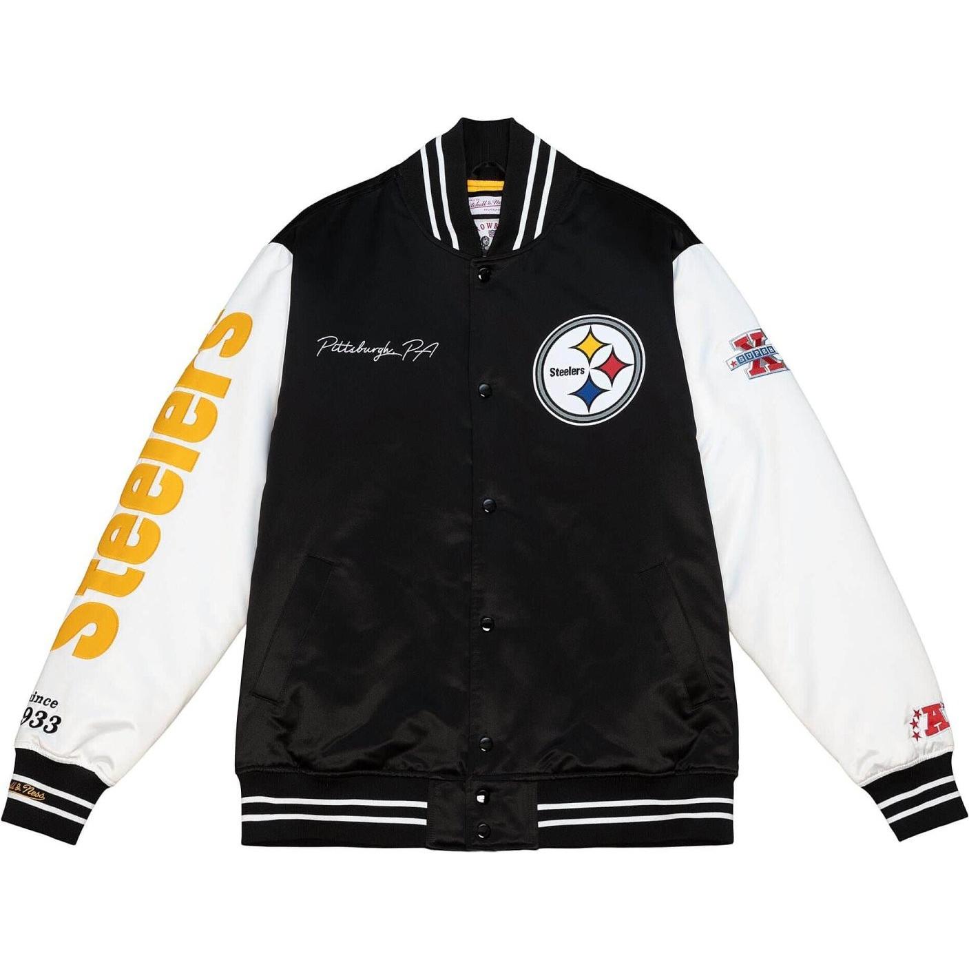 Mitchell & Ness, Herren, Jacke, M&N Varsity Satin Jacke - NFL Pittsburgh Steelers - S (S), Schwarz, S