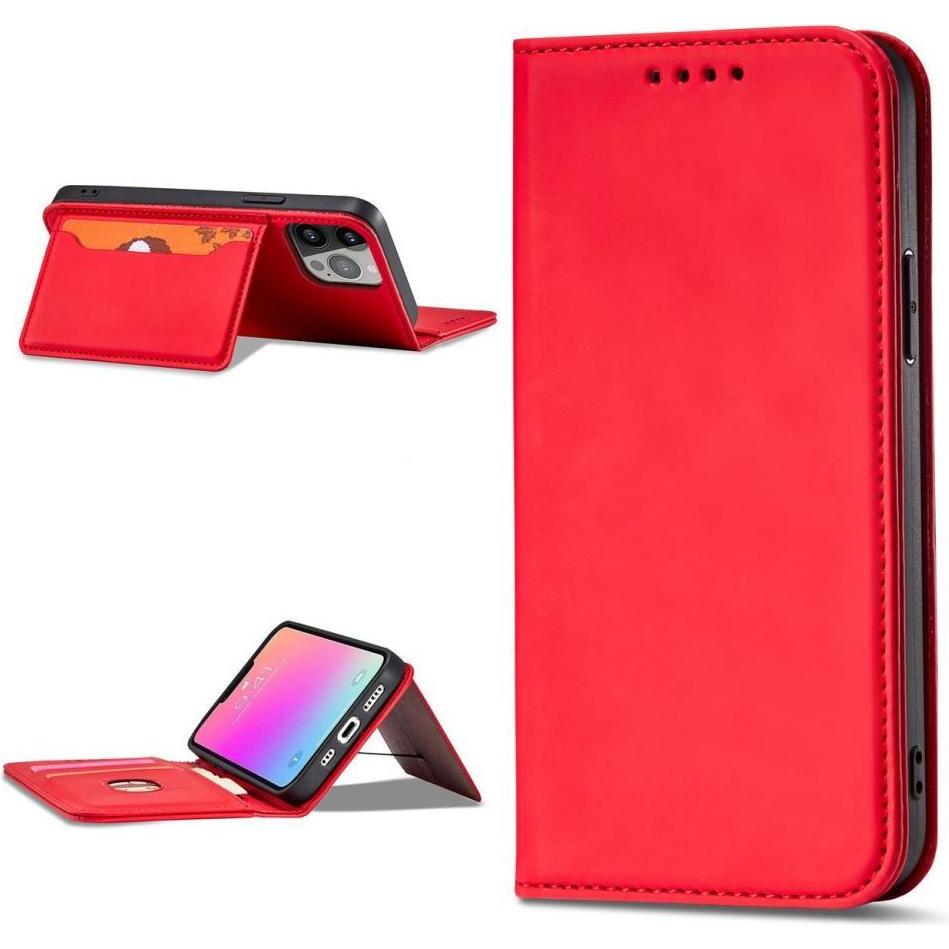 Thumbnail - Hurtel Magnet Card Case case for iPhone 14 Pro Max flip cover wallet stand red (Apple iPhone 14 Pro Max), Smartphone Hül...