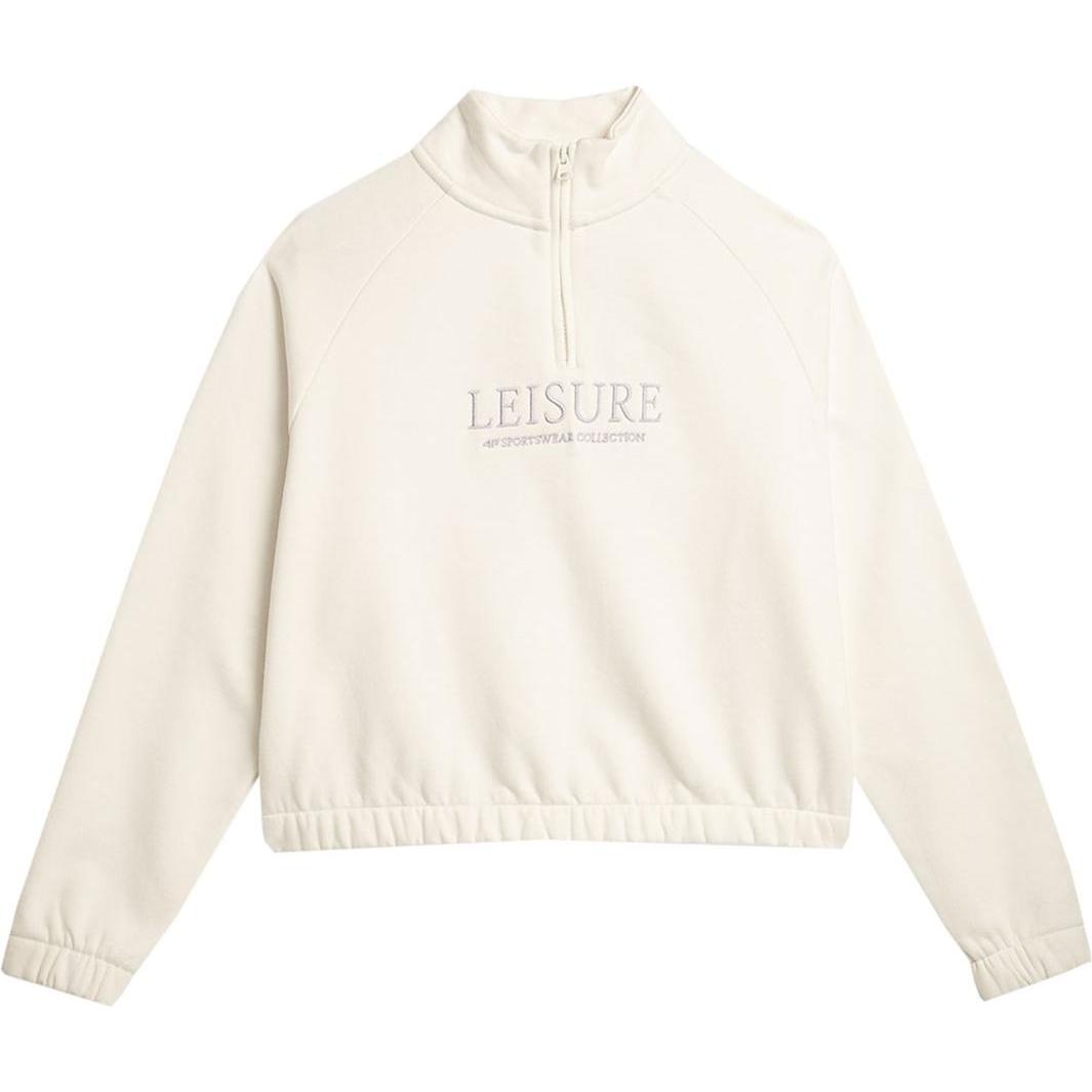 4F, Damen, Pullover, Damen Sweatshirt F0718 creme 4FAW23TSWSF0718 12F M, Beige, (12)