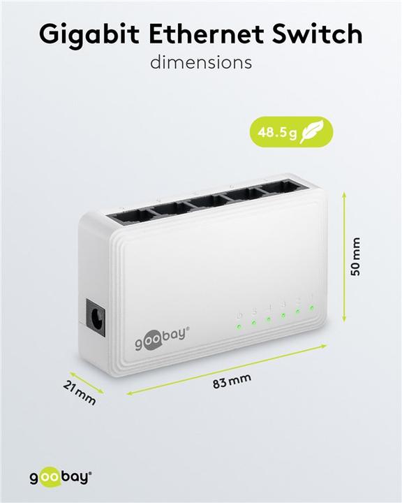 Immagine prodotto Goobay Switch di rete Gigabit Ethernet a 5 porte (5 Porti)