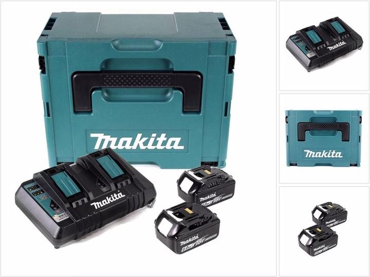 Actual product image Makita Power Source Kit Li 18V with 2x BL1860B battery 6.0Ah + DC18RD dual charger ( 199484-8 ) + Mak (18 V)