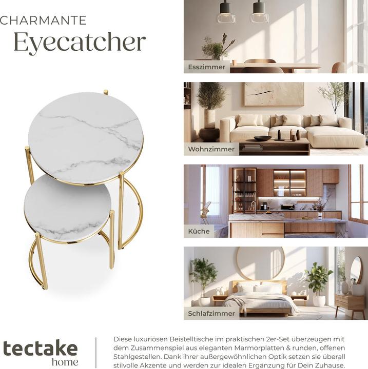 Actual product image tectake Side table Ellsa, marble top, steel frame