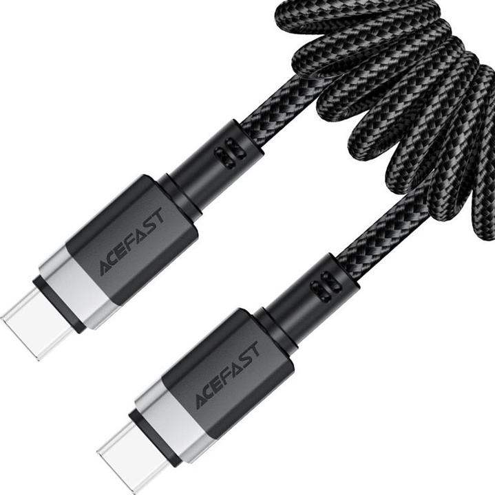 Produktbild Acefast C14-03 USB-C - USB-C Spring Cable 480Mb/s 3A 1.2m - Black (1.20 m, USB 2.0, 60 W)