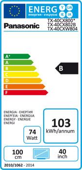 Energie-Label Panasonic Tx-40cxw804 (40", 4K)
