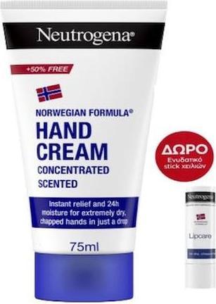 Neutrogena Promo-Paket: Norwegische Formel Handcreme mit Duft 75ml und feuchtigkeitsspendende Lippenpflege 48g