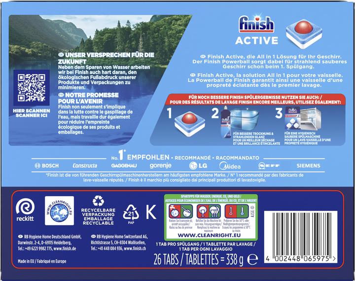 Actual product image Finish Active All In 1 (Tabs, 26 x)