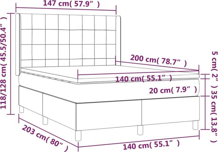 Immagine prodotto vidaXL Boxspringbett (140 x 200 cm)