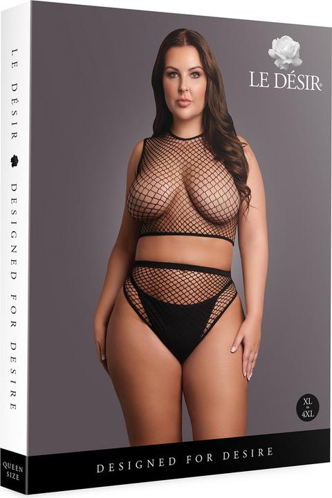 Produktbild Le Désir 2 piece with crop top, pantie and fishnet structure.