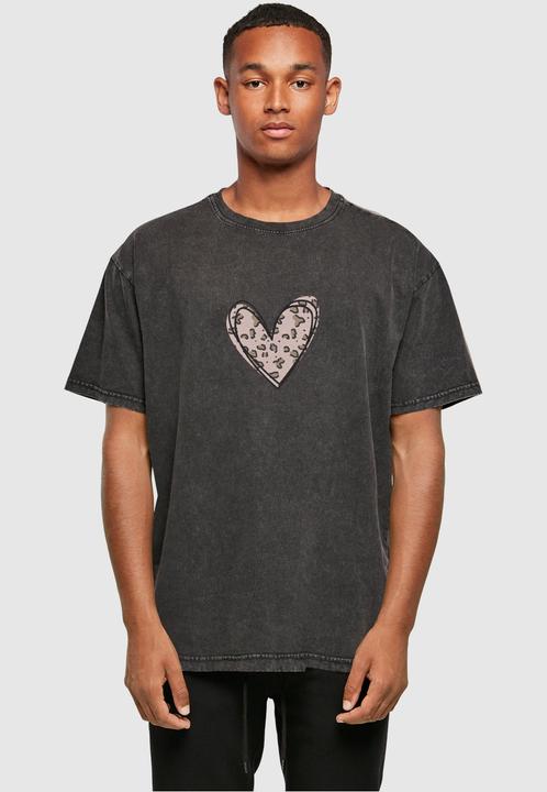 Image du produit Merchcode Valentines Day - Tee surdimensionné lourd délavé à coeur de léopard - 116975 (3XL)