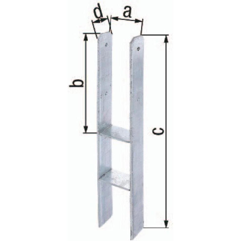 GAH, Baubeschläge + Holzverbinder, H-Pfostenträger ETA-10/0210 141x300x600x60mm Stahl roh feuerverzinkt (1 Stk.)