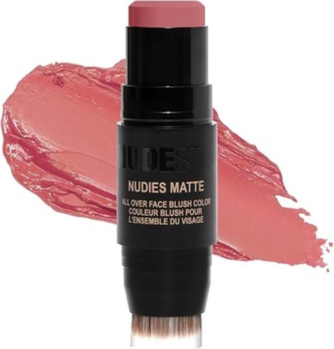 Produktbild Nudestix Nudies Matte Cream Blush 3-in-1 All Over Face Colour for Cheeks Eyes and Lips with Blending Brush Ch