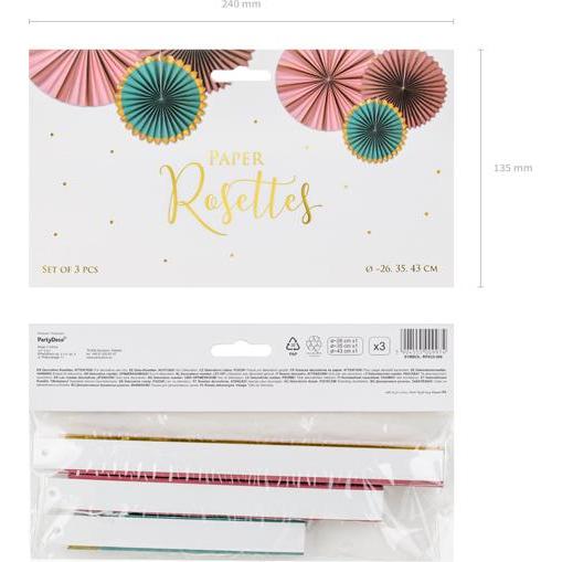 Thumbnail - Partydeco Decorative Rosettes, burgundy, 26-43 cm (1 pkt / 3 pc.)