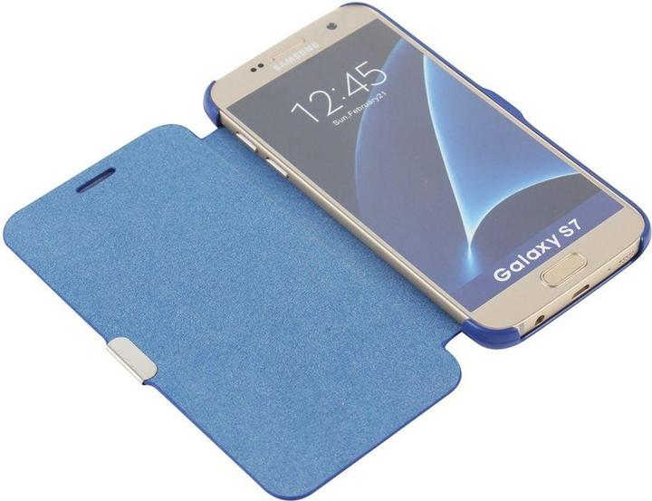 Produktbild König Design Flip Cover Schutzhülle Slim Case Handyhülle Bookstyle für Apple iPhone 5 / 5s / SE Blau (Apple iPhone 5)