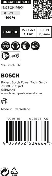 Produktbild Bosch Professional Zubehör EXPERT ‘Medium-Thick Tough Metal’ S 1155 HHM Säbelsägeblatt, 10 Stück