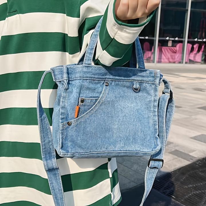 Actual product image Only-Bags.Store Universal denim square bag, portable lightweight storage bag for going out and travelling