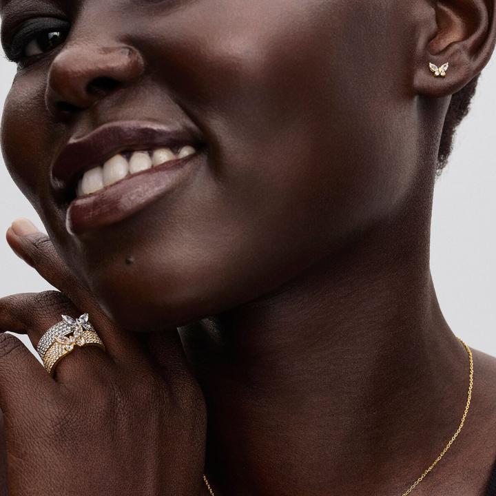 Actual product image Pandora Butterfly Stud Earrings (Gold plated, Sterling silver 925, Metal)