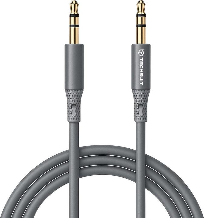 Immagine prodotto Techsuit - Premium Cable Adapter SoundFleX (AC3) - 3.5mm to Jack, Hi-Fi Quality, Silica Gel - Gray (Connettore da 3,5 mm (AUX))