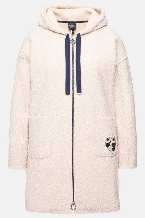 Immagine prodotto Ulla Popken Giacca lunga in teddy con cuore, taglio oversize e cappuccio (42)