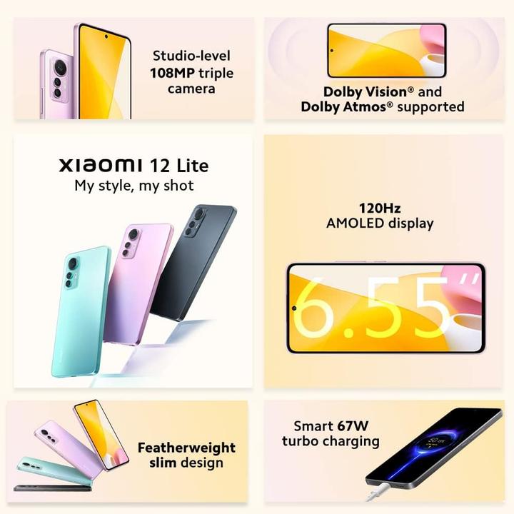 Immagine prodotto Xiaomi 12 Lite (256 GB, Nero, 6.55", Doppia SIM, 5G)